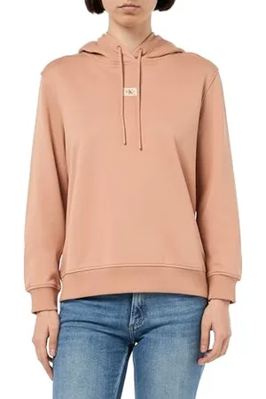 Calvin Klein Jeans Damska WEVEN LABEL REGULAR HOODIE J20J225085 Bluza z kapturem, różowa (Toskania), S, , S