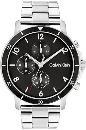 Calvin Klein Multi cyferblat kwarcowy zegarek dla mężczyzn ze srebrnymi bransoletkami ze stali nierdzewnej lub silikonowymi, , bransoletka