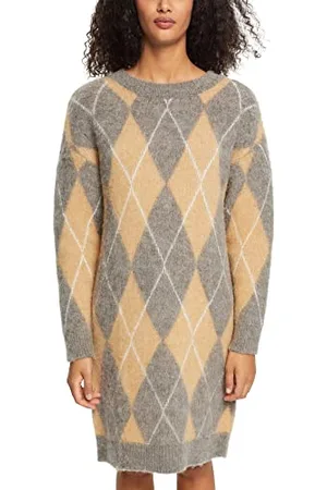 ESPRIT Sweter z mieszanki wełny z wzorem argyle, , M