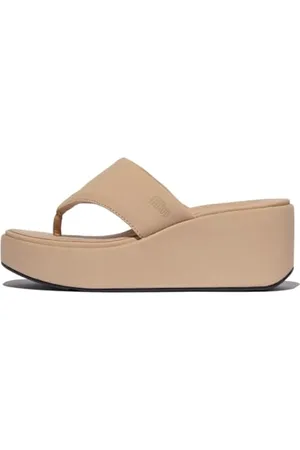 FitFlop Sandały damskie PLATFFORMS Wedge Toe-Post, Beżowe, 44 UK, , 43 EU