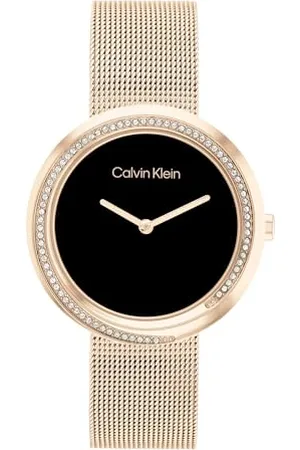 Calvin Klein Analogowy zegarek kwarcowy dla kobiet z goździkiem złota bransoletka z siatki ze stali nierdzewnej - 25200151, , bransoletka