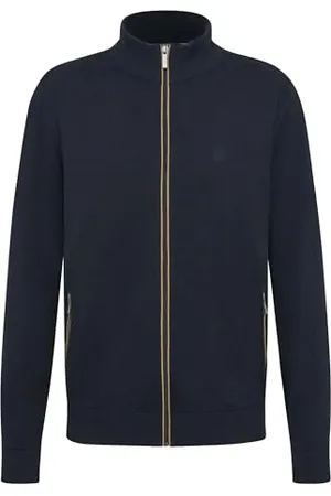 Bugatti Męska kurtka z dzianiny z zamkiem błyskawicznym, stójka, krój Regular Fit, , XL