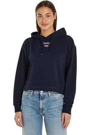 Tommy Hilfiger Damskie bluzy z kapturem RLX Essential Logo1 Ext, niebieskie, XXS, , XXS