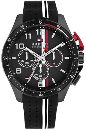 Tommy Hilfiger Chronograf zegarek kwarcowy dla mężczyzn z czarną silikonową bransoletką - 1792168, Czarny, Jeden rozmiar