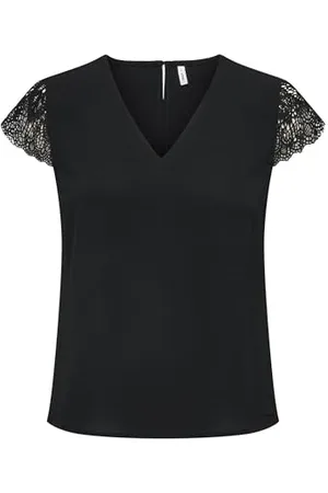 ONLY Onlelva Fr S/S Lace V-Neck Top Cs Ptm, , S