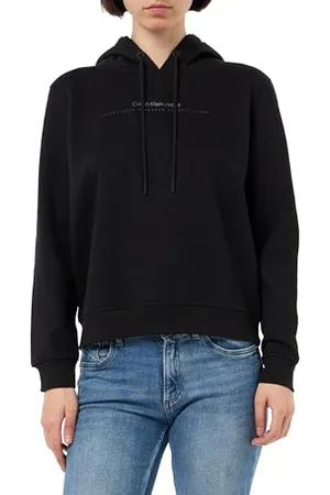 Calvin Klein Jeans Damska bluza z kapturem InstITUTIONAL GRAPHIC REG J20J225494, czarna (Ck Black), S, , S