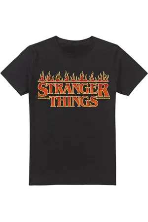 Stranger Things Vintage Flaming Logo Koszulka Uniseks, czarna, XXXX-L, , 4XL
