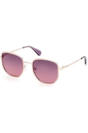 Max&Co. MO0091 Damskie okulary przeciwsłoneczne, lekkie i eleganckie metalowe okulary przeciwsłoneczne, okrągły kształt soczewki, lustrzane soczewki, ,