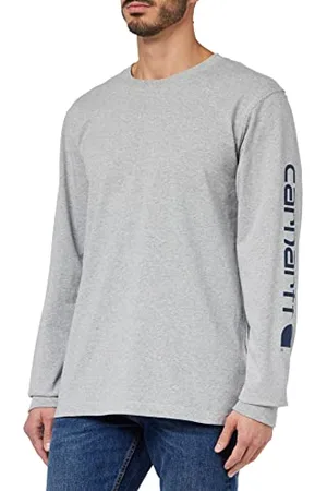 Carhartt Męski luźny, ciężki, długi rękaw T-shirt z grafiką logo na rękawie, , S, , S