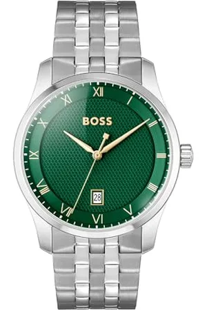 HUGO BOSS Trzystronny zegarek kwarcowy dla mężczyzn Principle Collection ze srebrną bransoletką ze stali nierdzewnej - 1514124, , Jeden rozmiar