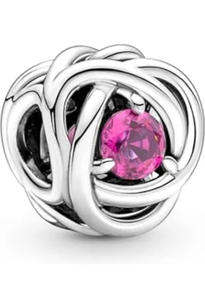 PANDORA Oktober Geburtsstein Rosafarbener Ewigkeitskreis Charm aus Sterling-Silber mit Kristallen, 790065C05