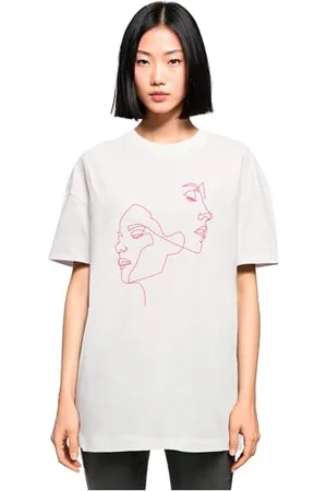 Mister Tee Mt10674-ladies One Line Oversized Boyfriend T-Shirt, , M Kobieta, , M