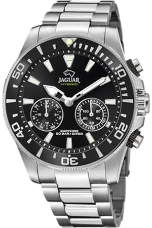 Jaguar Zegarek męski model J888/2 z kolekcji Connected, obudowa 45,7 mm, czarny ze stalowym paskiem, , bransoletka