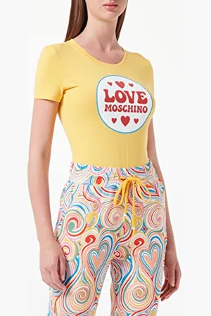 Moschino Damska koszulka bawełniana ze stretchem i nadrukiem logo, , 38