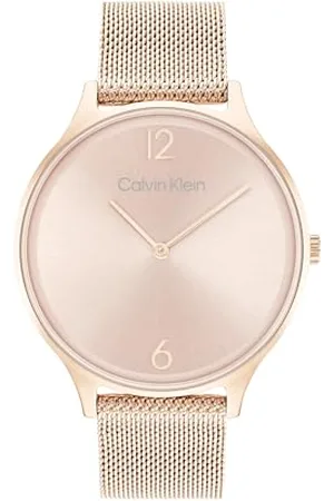 Calvin Klein Analogowy zegarek kwarcowy dla kobiet z kolekcji Timeless Mesh 38 mm z siatką ze stali nierdzewnej lub skórzaną bransoletką, , Nowoczesny