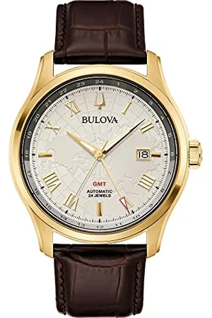 BULOVA Męski analogowy zegarek automatyczny ze skórzanym paskiem 97B210, , Pasek