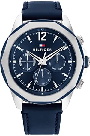 Tommy Hilfiger Analogowy Zegarek Kwarcowy Wielofunkcyjny dla Mężczyzn z Granatowym Skórzanym Paskiem, 1792063