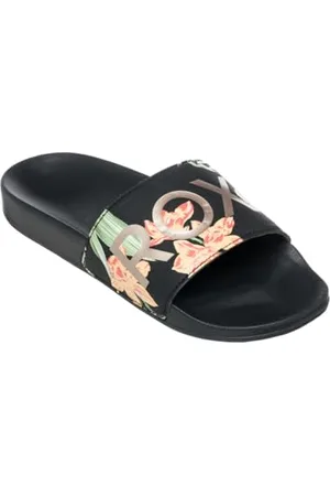 Roxy Damskie sandały SLIPPY II, czarne/zielone nadruk, 38 EU, , 38 EU
