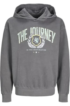 JACK&JONES JUNIOR JORCHARGE Washed Sweat Hood LN JNR Bluza z kapturem, Smoked Pearl, 164 Dziecięca, , 164