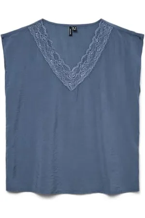 VERO MODA Damska bluzka Vmsafa Sl z dekoltem w serek Wvn Ga Noos, China Blue, L, , L