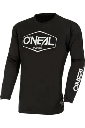 Oneal | Motocross Jersey Long Sleeve | MX Enduro | Wyściełana ochrona łokci, ergonomiczny krój, oddychająca | Element Youth Cotton Jersey Hexx V.22 | Kids | Black White | Rozmiar XS