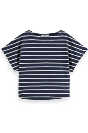 Scotch&Soda Slash Neck Jersey Top, Midnight Blue/Soft Ice 432, L