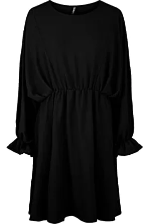Pieces® Damska sukienka PCFLORE LS O Neck Dress, czarna, XS