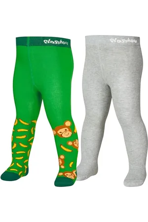Playshoes Unisex dziecięce AFFE 2-częściowy zestaw rajstop zielono-szarych, normalne