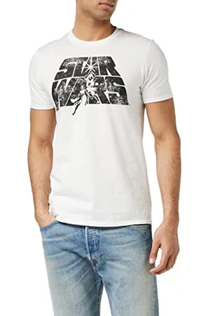 STAR WARS Męska koszulka z logo szablonu, biały, XXL