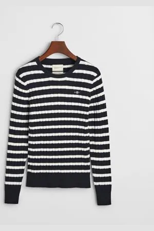 GANT STRETCH COTTON CABLE STRIPE C-NECK, , XL