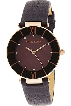 Anne Klein Damski zegarek premium z skórzanym paskiem i akcentami kryształowymi, AK/3272RGPL