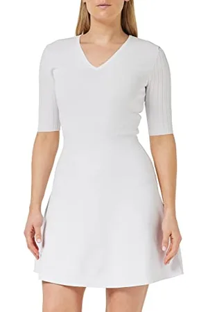 Armani Exchange Damska sukienka Sustainable, Mid Fit Casual, biała, rozmiar L, biały, L