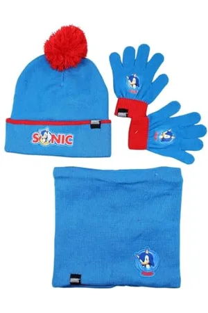 Disney Czapka Snood Sonic, zimowy zestaw, ciepło i komfort, design Sonic, idealny dla dzieci, , rozmiar uniwersalny