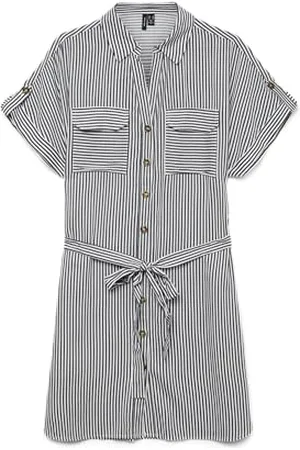 VERO MODA Vmbumpy Ss Short Shirt Dress WVN Ga Noos, , XL