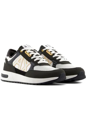 Armani Exchange Męskie buty sportowe Dusseldorf Embossed Geometric Motifs, BLK INK+BLK+OFF WHIT, 46 EU, , 46 EU