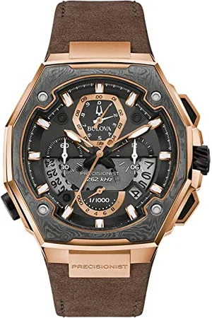 BULOVA Męski zegarek kwarcowy serii X o wysokiej precyzji, szafirowy kryształ, ciągłe zamiatanie używane, , Precyzyjny chronograf dwukolorowy skórzany pasek ze stali nierdzewnej