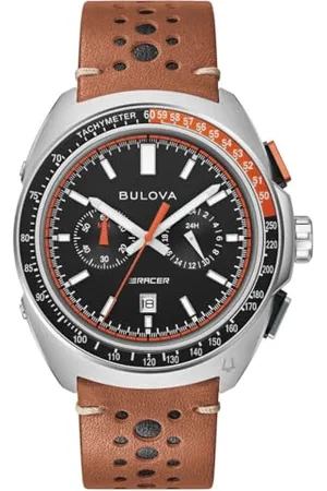 BULOVA Męski zegarek kwarcowy z chronografem ze skórzanym paskiem 98B427, , Nowoczesny
