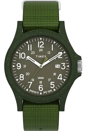 Timex Trend zegarek męski 40 mm – ekologiczny wsuwany pasek, jednowarstwowa zielona tarcza, koperta w kolorze zielonym, TW2V96000