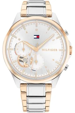 Tommy Hilfiger Damski analogowy zegarek kwarcowy z pozłacaną bransoletką Carnatio, biały, bransoletka