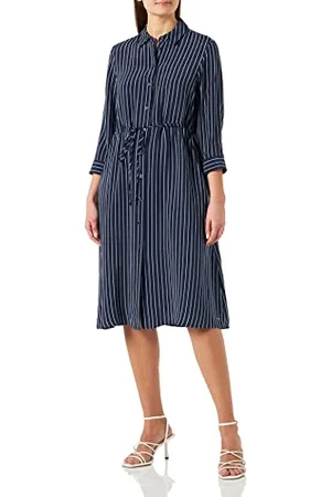 Tommy Hilfiger Damskie sukienki koszulowe, Niebieski (Rope Stp/Carbon Navy/White), 64