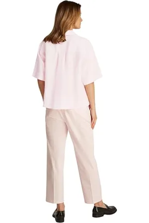 Tommy Hilfiger Damska koszula ESS LINEN RELAXED S/S WW0WW44720, różowa, 46, , 72