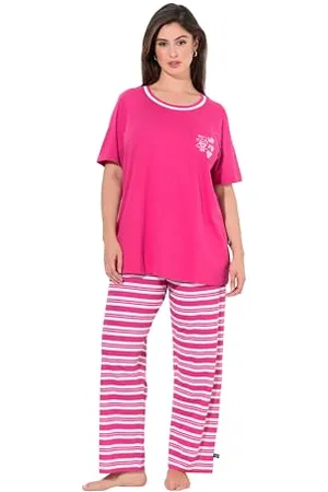 Ulla Popken Piżama damska Stripe Fusion, , 62-64
