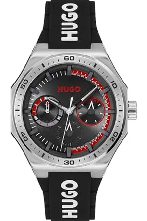 HUGO BOSS Analogowy wielofunkcyjny zegarek kwarcowy dla mężczyzn #Grail Sport Collection z czarną silikonową bransoletką - 1530397, Czarny, Jeden rozmiar