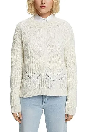 ESPRIT Sweter z otwartymi oczkami z mieszanki wełny, , S