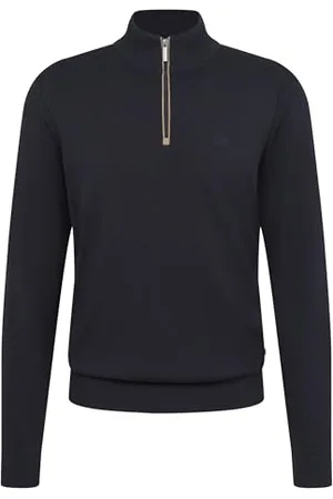 Bugatti Troyer męski sweter z dzianiny, stójka, krótki zamek błyskawiczny, krój Regular Fit, , 3XL