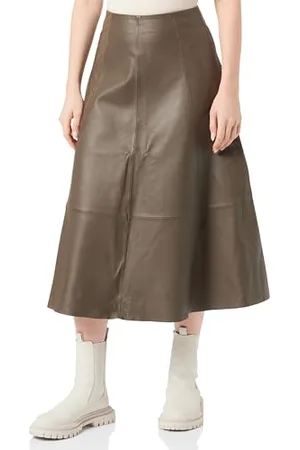 NAEMI Damska spódnica skórzana 19227089-NA01, szarobrązowa (taupe), XS, , XS
