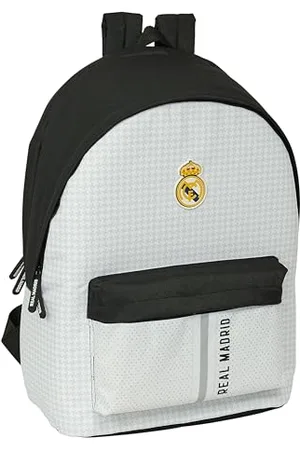 Safta REAL MADRID 1. WYPOSAŻENIE 24/25 - Plecak na laptopa 15,6" i USB, idealny dla młodzieży w różnym wieku, tkanina z recyklingu, wygodny i wszechstronny, 31 x 18 x 44 cm, ,