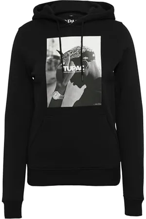 Mister Tee Damska bluza z kapturem Ladies 2Pac F*ck The World Hoody, luźna bluza z kapturem z nadrukiem fotograficznym dla kobiet, , S