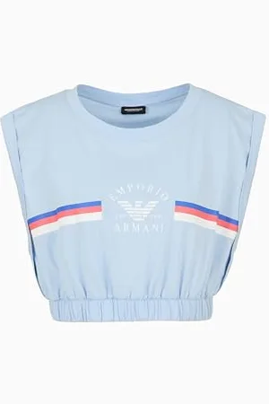 Emporio Armani Damski top z logo niebieski XL, , XL