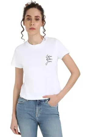 Calvin Klein Jeans Damska koszulka dziecięca Script INSTITUTIONAL J20J224984 S/S T-Shirt, biała (jasnobiała), XS, , XS